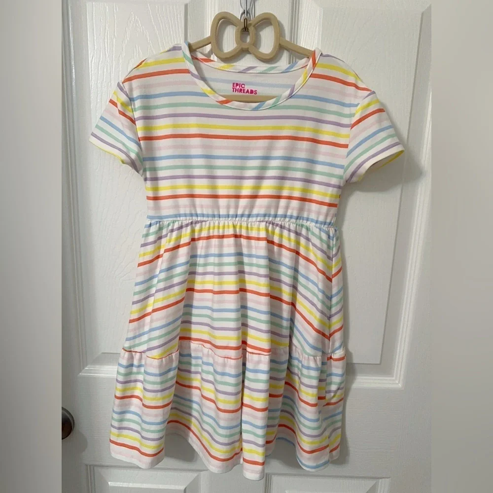 Epic Threads Rainbow Striped Kids Dress